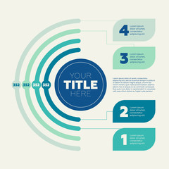 Pie chart, 4 steps and circle header