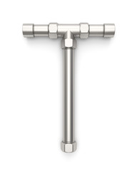  Alphabet made of Metal pipe, letter T. 3D illustration
