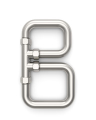  Alphabet made of Metal pipe, letter B. 3D illustration