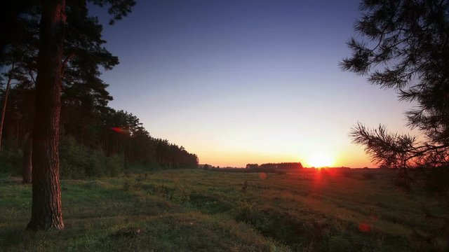 timelapse. rural landscape at sunset.
