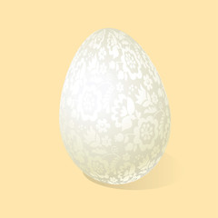 White Easter egg luxury decoration vector illustration. floral elegant style decor on christian resurrection symbol. spring life icon in chick feminine decorative style