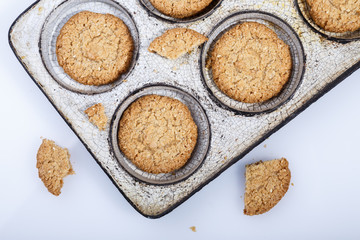 Cookies in a frying pan. Rustic style.