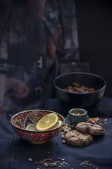 Still life with a bowl and cookies