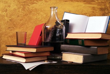 Still life in old style, books