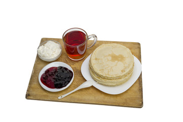 pancakes with sour cream and jam