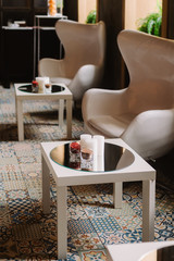 Beautiful composition with candles on table