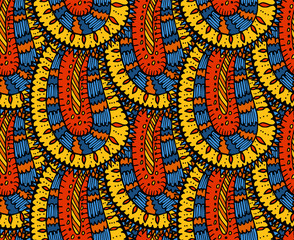 Ethnic paisley seamless pattern in vector. Endless abstract design background.