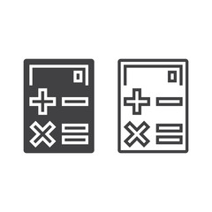 Obraz premium calculator line icon, outline and solid vector sign, linear and full pictogram isolated on white, logo illustration