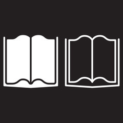 book line icon, outline and solid vector sign, linear and full pictogram isolated on black, logo illustration