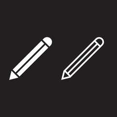 Fototapeta premium pencil line icon, outline and solid vector sign, linear and full pictogram isolated on black, logo illustration