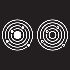 Solar system line icon, outline and solid vector sign, linear and full pictogram isolated on black, logo illustration © alekseyvanin