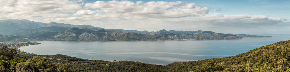 Fototapeta na wymiar Panoramic view of the bay of Saint Florent in Corsica