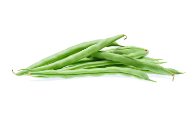 Green beans isolated on white background.