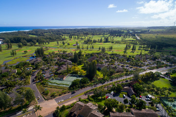 Fototapeta na wymiar Aerial photo Turtle Bay golf club Oahu Hawaii