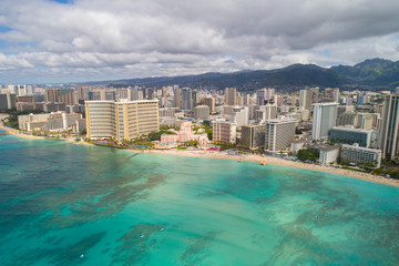 Naklejka premium Waikiki Beach Hawaii aerial photo