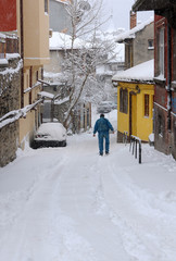 Man in the Lane in the Winter