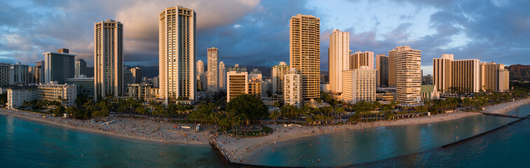 Fototapeta na wymiar Aerial panorama Waikiki Beach,Hawaii, USA