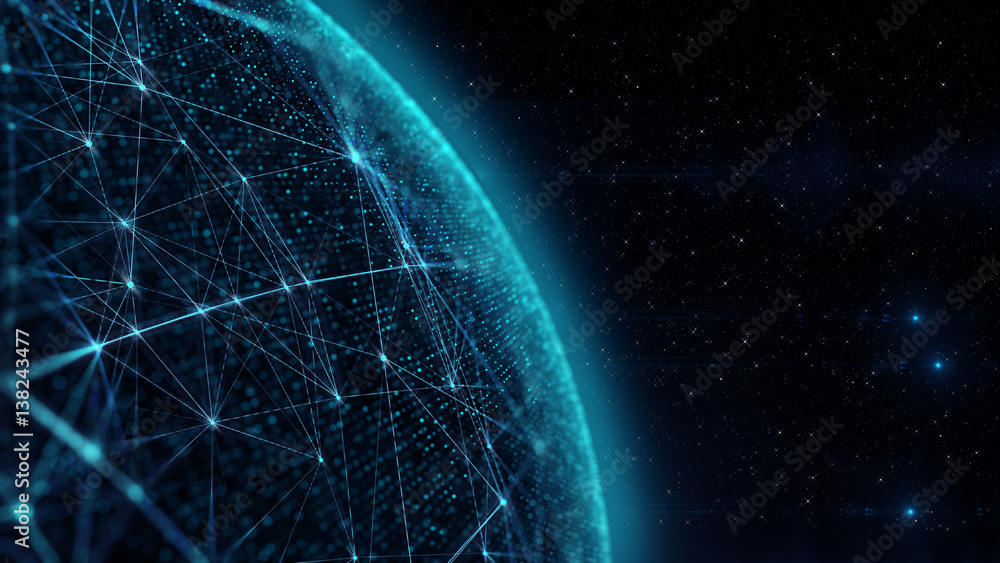 Poster Technology background/Technology background abstract background with connecting dots and lines. Connection structure digital communication. Earth futuristic technology abstract background.	