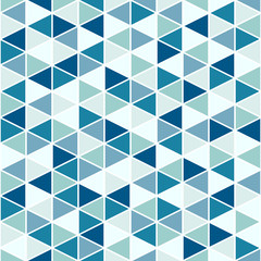 Randomly colored blue triangles, seamless vector pattern