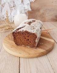 Homemade bread with rye bran, selective focus