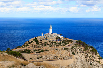 Fototapeta na wymiar Cap de Formentor Lighthouse panorama and Mediterranean Sea, Majorca, Spain