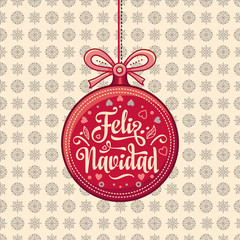 Obraz na płótnie Canvas Feliz navidad. Greeting card in Spain. Xmas festive background. 