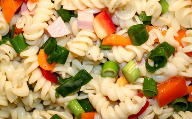 Nudelsalat, Frühlingszwiebeln, Salat, Essen, Gesund, Ernährung