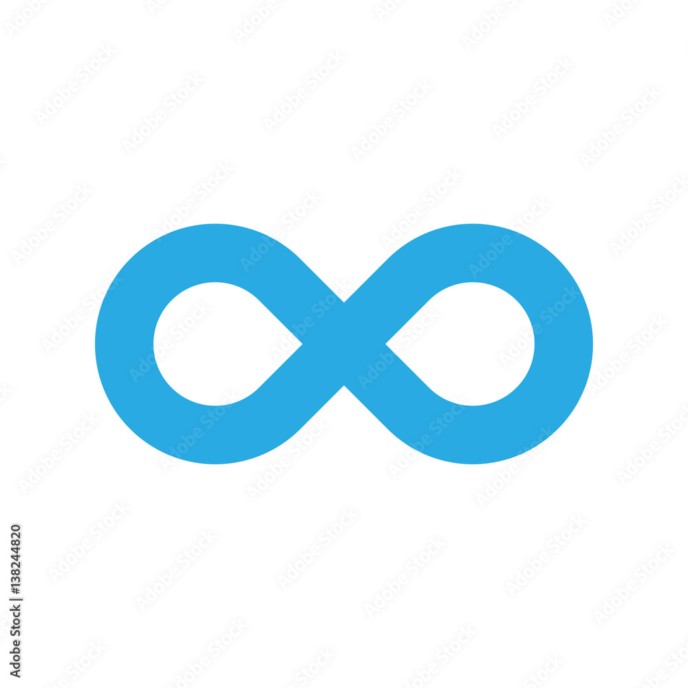 Poster infinity symbol icon. representing the concept of infinite, limitless and endless things. simple blu