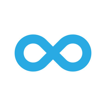 Infinity symbol icon. Representing the concept of infinite, limitless and endless things. Simple blue vector design element on white background.