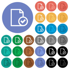 Document accepted round flat multi colored icons