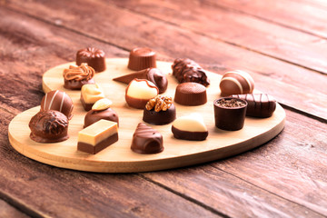 a lot of variety chocolate pralines