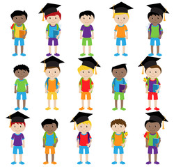 Collection of Cute and Ethnically Diverse Male Students and Children