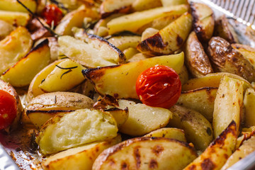 Fried potato with herbs.