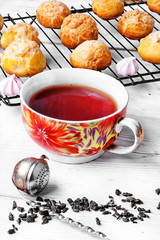 profiteroles dessert with cream