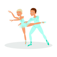 Fototapeta premium Cute little boy and girl ballet dancers collection. Character of male and female dancing pair. Isolated Vector illustration eps 10