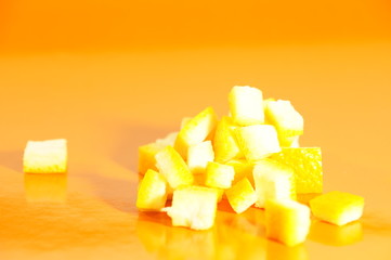 Orange peel insulated against the bright background