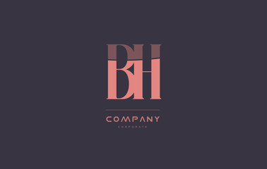 Fototapeta na wymiar bh b h pink vintage retro letter company logo icon design