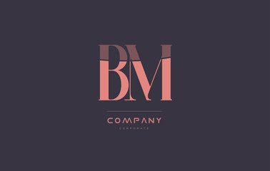 Fototapeta na wymiar bm b m pink vintage retro letter company logo icon design