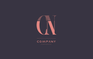 cn c n pink vintage retro letter company logo icon design