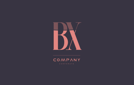 bx b x pink vintage retro letter company logo icon design