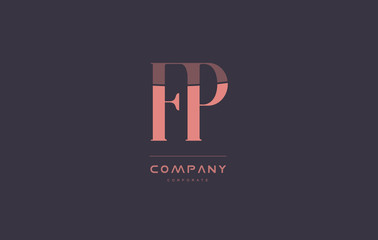 fp f p pink vintage retro letter company logo icon design