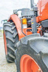 Tractor in operation, close-up view
