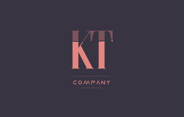kt k t pink vintage retro letter company logo icon design