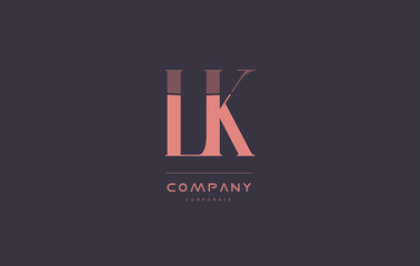 Fototapeta na wymiar lk l k pink vintage retro letter company logo icon design