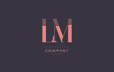 lm l m pink vintage retro letter company logo icon design