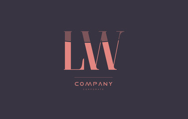 lw l w pink vintage retro letter company logo icon design