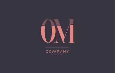 om o m pink vintage retro letter company logo icon design