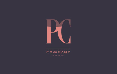 pc p c pink vintage retro letter company logo icon design