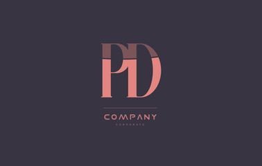 pd p d pink vintage retro letter company logo icon design