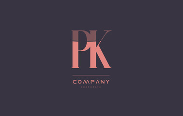 Fototapeta na wymiar pk p k pink vintage retro letter company logo icon design